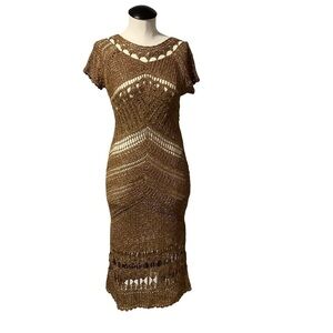 DIANE‎ VON FURSTENBERG Vintage Gold Crocheted Dress - Size SEE MEASUREMENTS